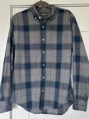 Bonobos Navy and Gray Plaid Button-Down Shirt
